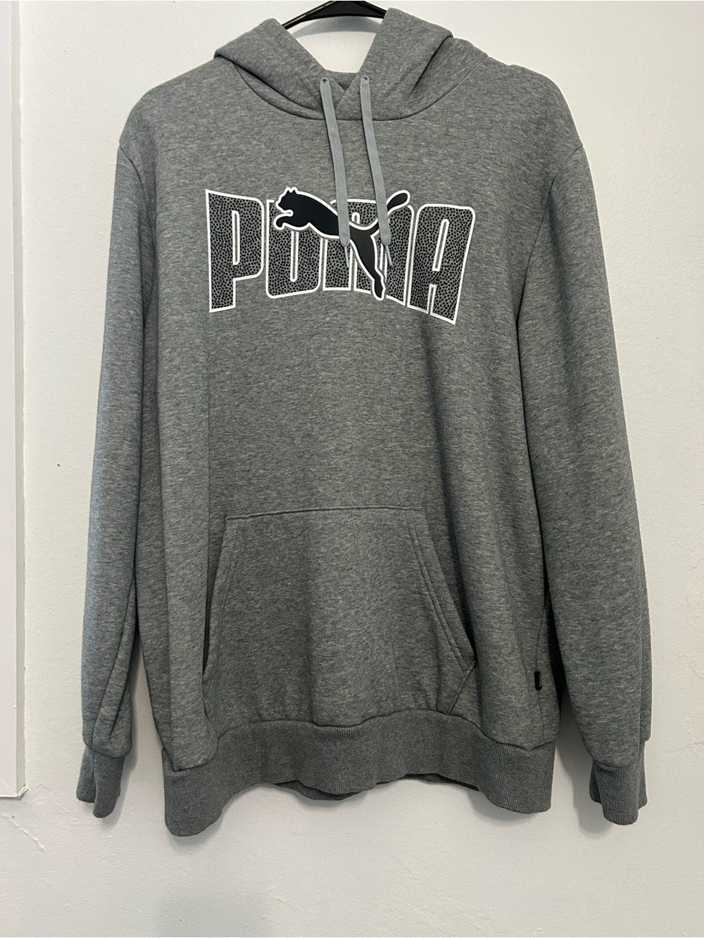 Puma Men's Gray Crewneck Hoodie with Bold Logo